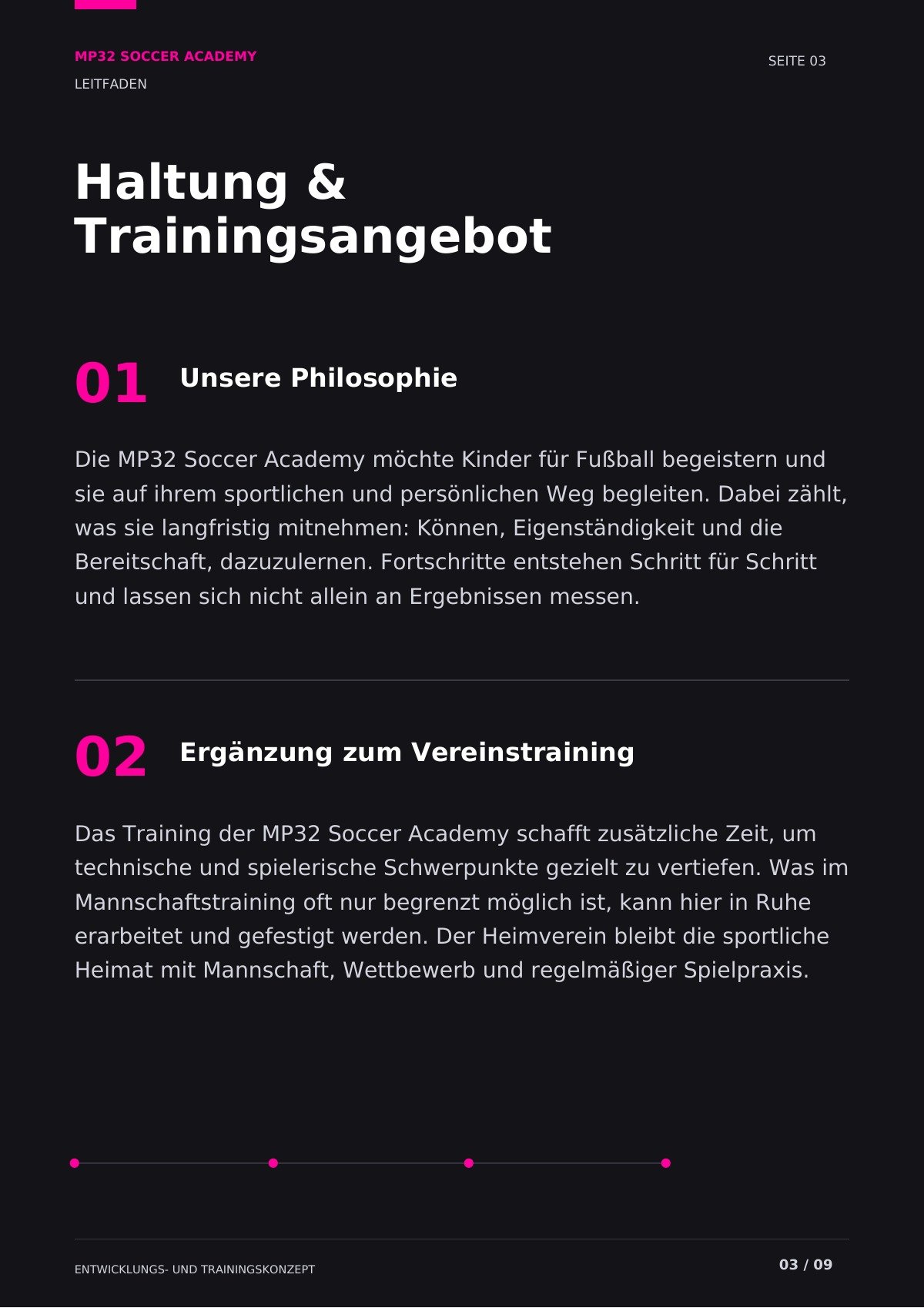 Seite 3 des Leitfadens der MP32 Soccer Academy