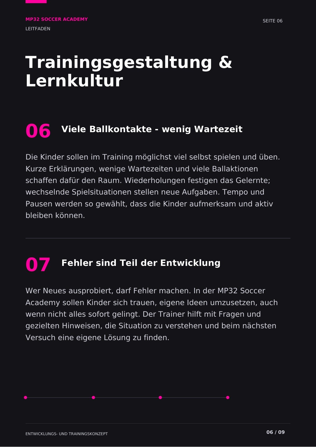 Seite 6 des Leitfadens der MP32 Soccer Academy