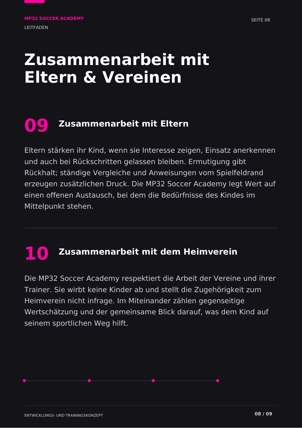 Seite 8 des Leitfadens der MP32 Soccer Academy
