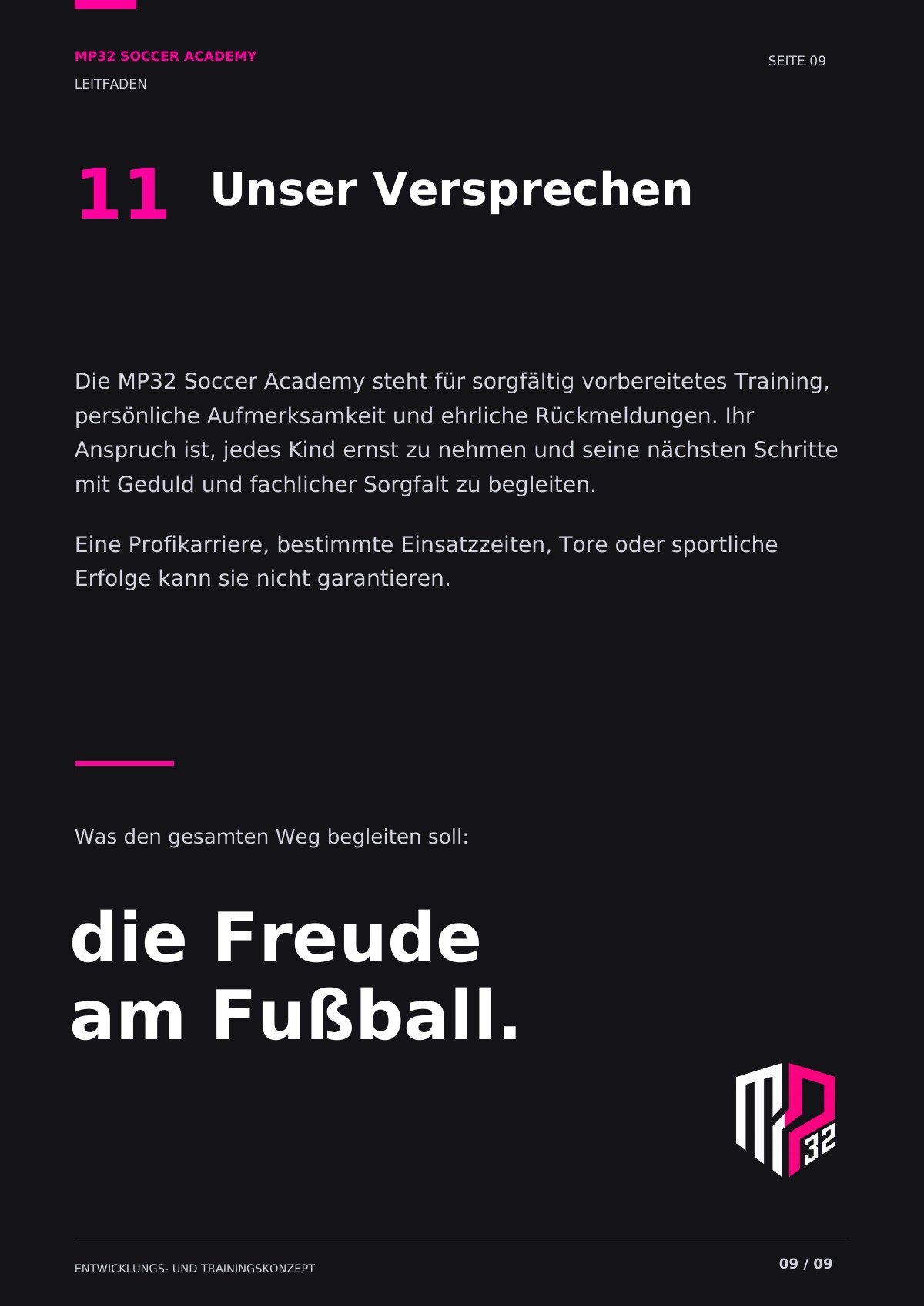 Seite 9 des Leitfadens der MP32 Soccer Academy